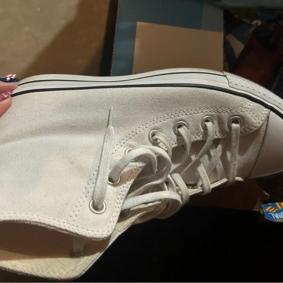 Converse All Star White Canvas High-Tops - Picture 3 of 3